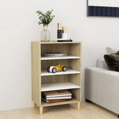Vidaxl Komoda bela in sonoma hrast 57x35x90 cm iverna plošča