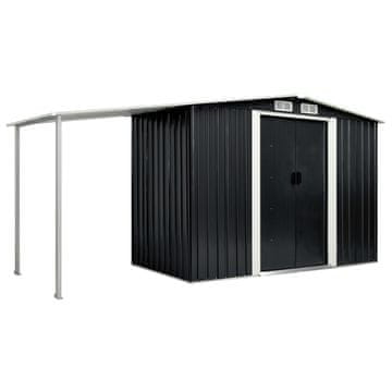 Vidaxl Vrtna lopa z drsnimi vrati antracitna 386x131x178 cm jeklo