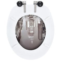 Vidaxl Deska za WC školjko počasno zapiranje MDF dizajn New York