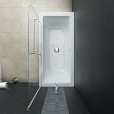 Vidaxl Zložljiva pregrada za tuš z 2 paneloma ESG 120x140 cm