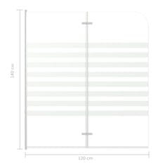 Vidaxl Tuš stena za kopalno kad 120x140 cm kaljeno steklo črtasta