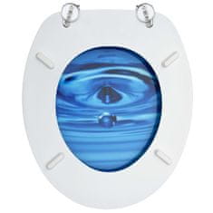 shumee Deska za WC školjko MDF modra dizajn vodne kapljice