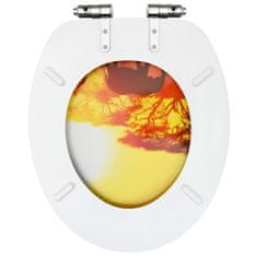 Greatstore Deska za WC školjko počasno zapiranje mediapan dizajn savane