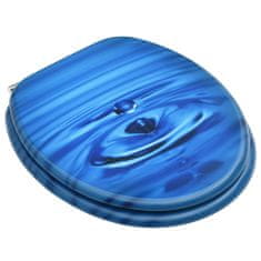 Greatstore Deska za WC školjko s pokrovom 2 kosa mediapan modra kapljica