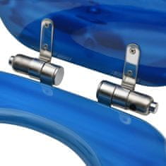 Vidaxl Deska za WC školjko počasno zapiranje MDF modra dizajn kapljice