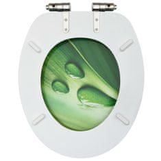Greatstore Deska za WC školjko počasno zapiranje MDF zelena vodna kapljica