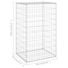 Vidaxl Gabionska stena s pokrovi iz pocinkanega jekla 60x50x100 cm