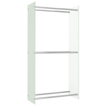 Vidaxl Stojalo za drva belo 80x35x160 cm steklo