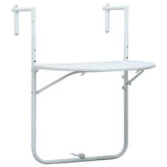Vidaxl Viseča balkonska mizica bela 60x64x83,5cm plastika videz ratana
