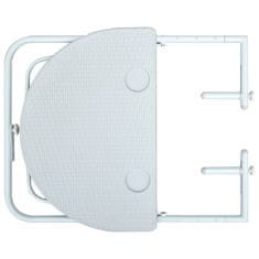Vidaxl Viseča balkonska mizica bela 60x64x83,5cm plastika videz ratana