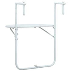 Vidaxl Viseča balkonska mizica bela 60x64x83,5cm plastika videz ratana