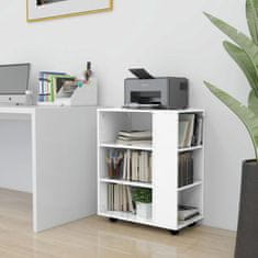 Vidaxl Omarica na kolesih visok sijaj bela 60x35x75 cm inženirski les