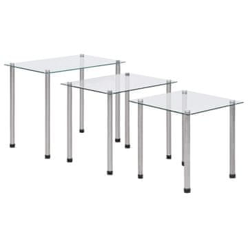 Vidaxl vidaXL Vgradne mizice, 3 kosi, prozorno, kaljeno steklo