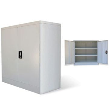 Vidaxl Pisarniška omara z 2 vrati jeklo 90 cm siva