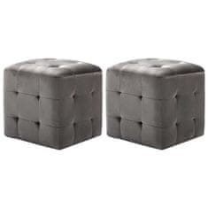 Vidaxl Tabure 2 kosa siv 30x30x30 cm žametno blago