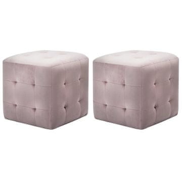 Vidaxl Tabure 2 kosa roza 30x30x30 cm žametno blago