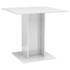 Greatstore Jedilna miza visok sijaj bela 80x80x75 cm iverna plošča