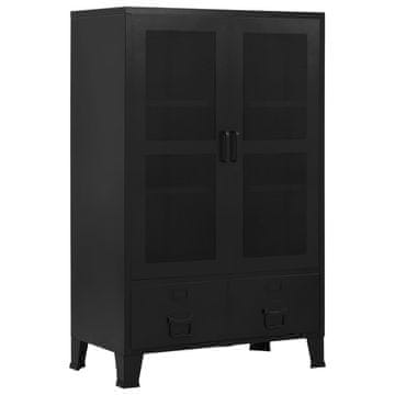 Vidaxl Pisarniška omara z vrati industrijska črna 75x40x120 cm