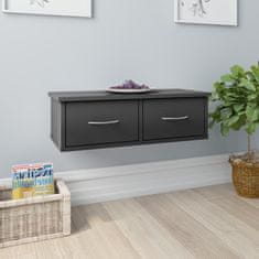 Vidaxl Stenska polica s predali visok sijaj siva 60x26x18,5 cm