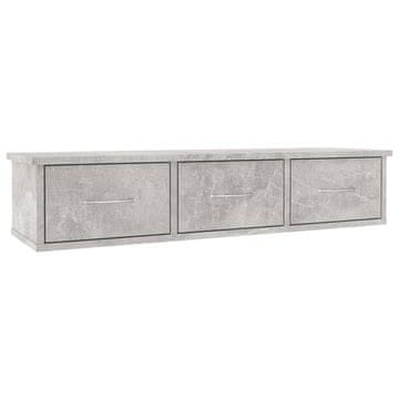 Vidaxl Stenska polica s predali betonsko siva 88x26x18,5 cm