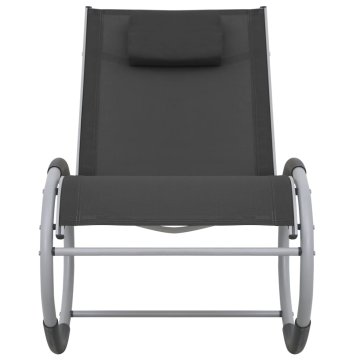 Vidaxl Zunanji gugalni stol črn tekstil