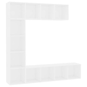 Vidaxl Knjižna omara/TV omara 3-delna bela 180x30x180 cm