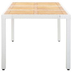 Vidaxl Vrtna miza bela 190x90x75 cm poli ratan in trden akacijev les