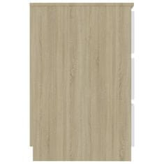 Vidaxl Pisalna miza bela in sonoma hrast 140x50x77 cm iverna plošča