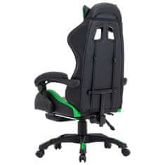 Vidaxl Racing stol z oporo za noge zeleno in črno umetno usnje