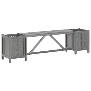 Vidaxl Vrtna klop z 2 cvetličnima koritoma 150 cm akacijev les siva