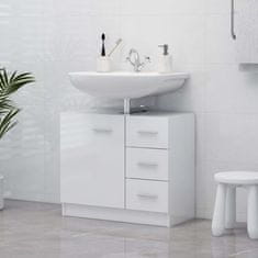 shumee Omarica za umivalnik visok sijaj bela 63x30x54 cm iverna plošča