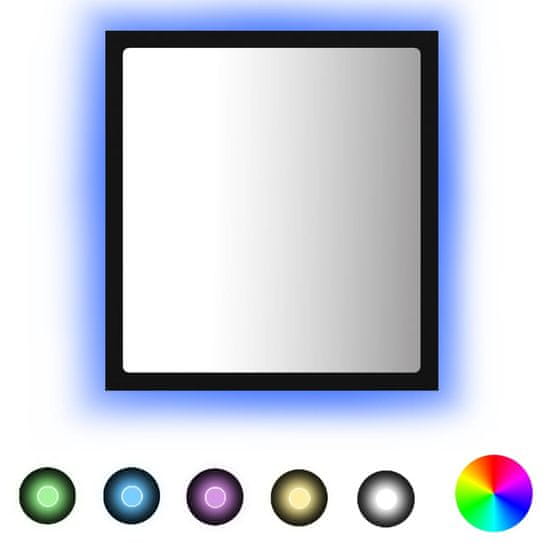 Vidaxl Kopalniško ogledalo LED črno 40x8,5x37 cm iverna plošča