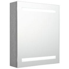 Vidaxl LED kopalniška omarica z ogledalom betonsko siva 50x14x60 cm