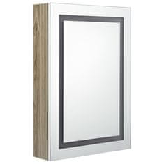 Vidaxl LED kopalniška omarica z ogledalom bela in hrast 50x13x70 cm