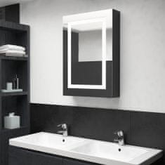 Greatstore LED kopalniška omarica z ogledalom sijoče črna 50x13x70 cm