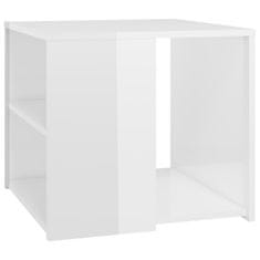 Vidaxl Stranska mizica visok sijaj bela 50x50x45 cm iverna plošča