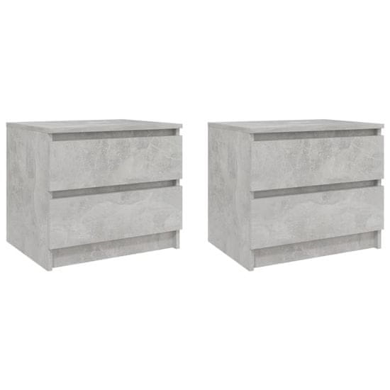 Greatstore Nočna omarica 2 kosa betonsko siva 50x39x43,5 cm iverna plošča
