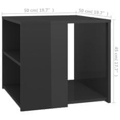 Vidaxl Stranska mizica visok sijaj siva 50x50x45 cm iverna plošča