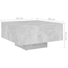 Greatstore Klubska mizica betonsko siva 60x60x31,5 cm iverna plošča