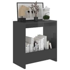 Vidaxl Stranska mizica visok sijaj siva 50x26x50 cm iverna plošča