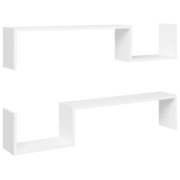 Vidaxl Stenska polica 2 kosa bela 100x15x20 cm iverna plošča