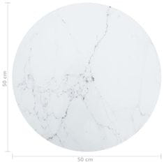 Vidaxl Mizna plošča bela Ø50x0,8 cm kaljeno steklo z marmorjem