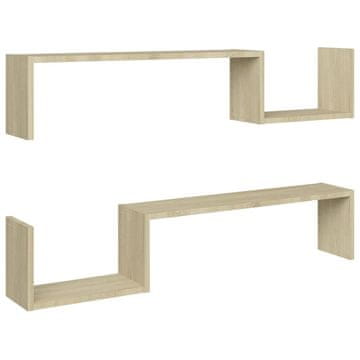 Vidaxl Stenska polica 2 kosa sonoma hrast 100x15x20 cm iverna plošča