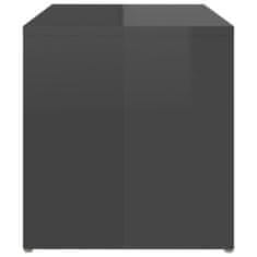 Vidaxl Stranska mizica visok sijaj siva 59x36x38 cm iverna plošča