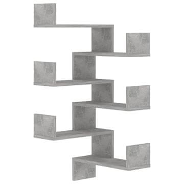 Vidaxl Stenske kotne police 2 kosa betonsko sive 40x40x50cm inž. les