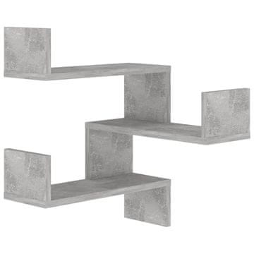 Vidaxl Stenska kotna polica betonsko siva 40x40x50 cm inženirski les