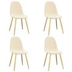 Greatstore Jedilni stoli 4 kosi kremno bel žamet