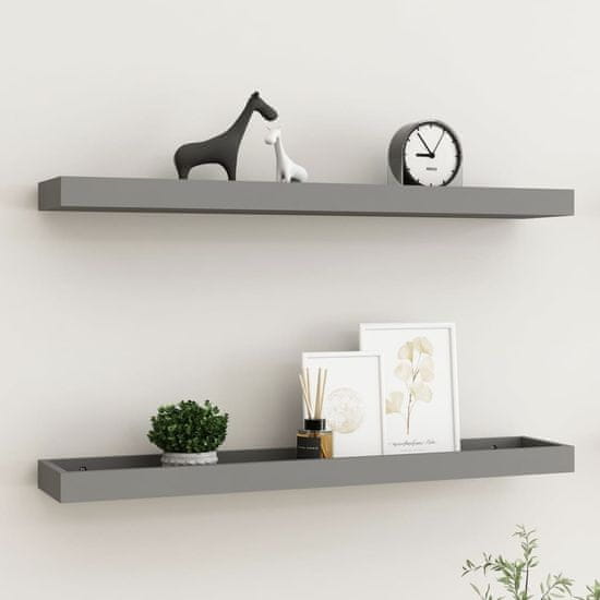 Vidaxl Stenske police Loggia 2 kosa sive 80x15x4 cm MDF
