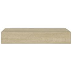 shumee Stenska polica s predalom 2 kosa hrast 60x23,5x10 cm mediapan