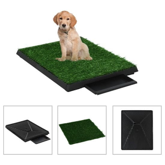 Vidaxl Stranišče za domače živali z umetno travo zeleno 63x50x7 cm WC